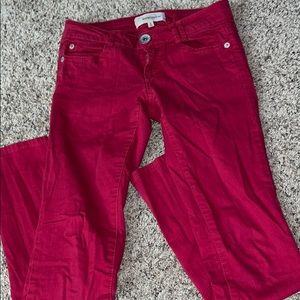 Juniors red rewind jeans